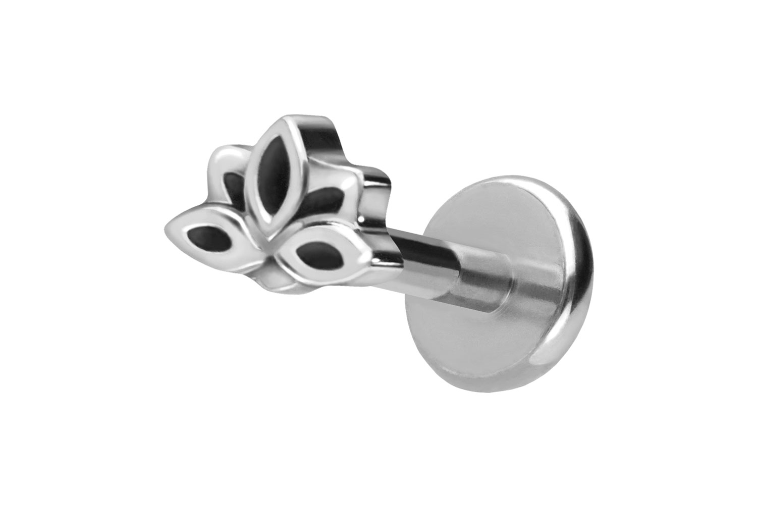 Titan Labret Piercing mit Push Fit LOTUSBLÜTE